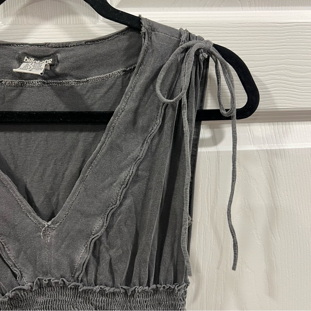 Billabong Vintage Y2K Babydoll Embroidered Mini Dress Grey Size Small Sleeveless - Picture 4 of 9